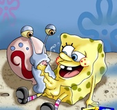 Spongebob gets blowjob from snail then bangs mermaid and sucks Squidward's