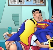 Cock loving Super Girl loves sucking on Superman's big super cock for