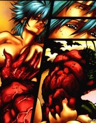 Red monster from Ahead Coma ripping hot Hentai chick with blue hair