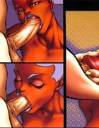 Pregnant black chick from Agape porn comics swallows hot cum from busty
