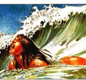 Busty brunette babe with roped hands from Aphrodisa adult comics gets