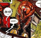 Curly red babe from comics Book  of satan gets banged hard by numerous