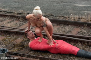 Damsel binds guy and queens him on train - XXX Dessert - Picture 13