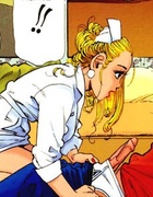 Slutty blonde nurse with big juggs rising her patient's stiff rod