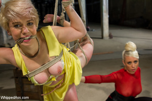 Blonde girl tied by sexy blonde chick ge - Picture 4