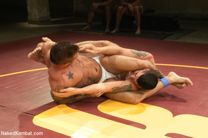 Two tattooed studs wrestle and grope eac - Picture 4