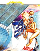 Busty ebony space women pleasing orally a space ship captain