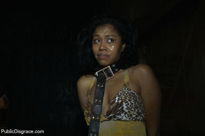 Ebony is chained and made to suck dicks  - Picture 15