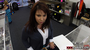 Big-titted brunette babe in an office su - XXX Dessert - Picture 1