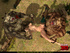 Two huge forest monsters sharing a sexy blonde tomb rider