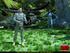 Striped blue female alien with a long tail strikes a soldier in the jungle