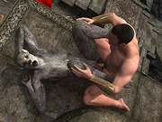 Horny Roman legionnaire banging variously furry wolverine in the witch shrine
