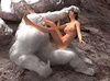 Horny Bigfoot handling variously sexy brunette scientist in the cave