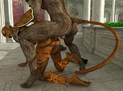 Female tiger monster having a good fuck with a furry wolf creature in their tender interspecies romance