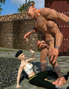 Blonde MILF in glasses and beret getting fucked by four-handed monster