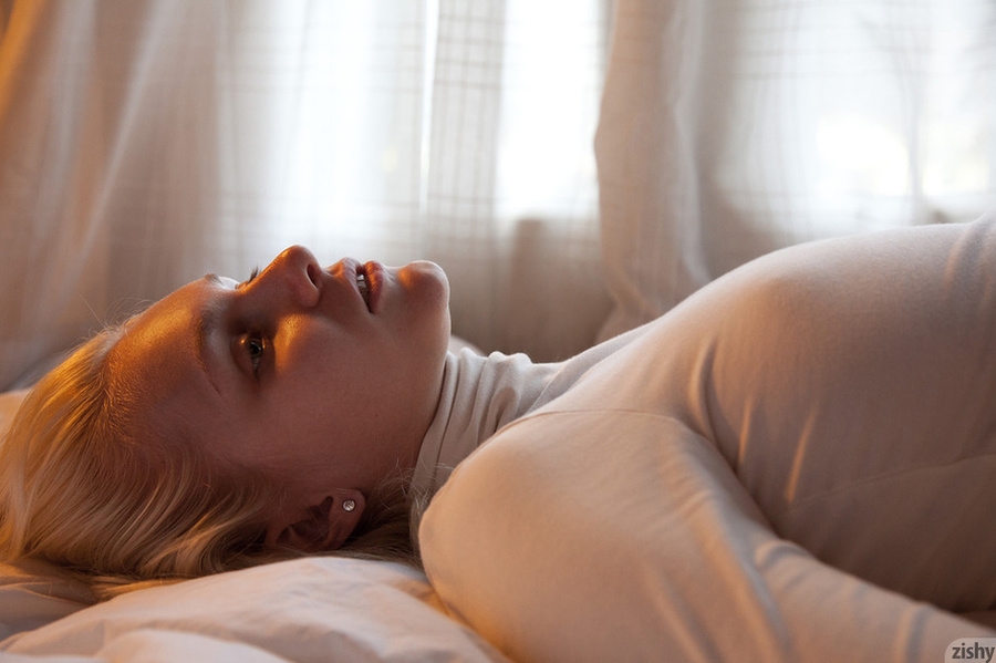 Cute blondie in a white jumper and dark tho - XXX Dessert - Picture 4