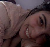 Busty brunette teeny in glasses rubbing her bushy twat on the floor