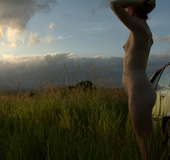 Short-haired red teen loves masturbating in extraordinary places