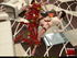 Busty brunette babe in red lingerie and stockings fucking with a red robot
