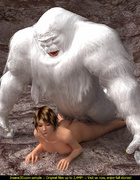 Horny Yeti pounding hard brunette scientist in his cave