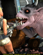Horny demon with sharp teeth and horns pounding hard blonde chick from