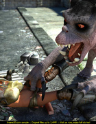 Horny demon with sharp teeth and horns pounding hard blonde chick from