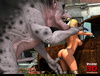 Horny demon with sharp teeth and horns pounding hard blonde chick from