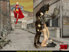 Ugly monster having fun with Supergirl and her ponytailed brunette friend