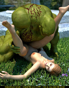 Huge green orc pounding hard brunette fairy in doggy style