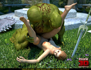 Huge green orc pounding hard brunette fairy in doggy style