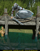 Two green-haired water fairies serving orally a dude