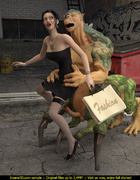 Toon chick in hot black dress sucks and fucks monster with four legs and