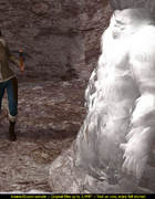 Cute mountain climber in jeans and jacket gets fucked by white furry monster