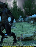 Big black werewolf shoves hard cock in village chick’s mouth and pussy