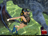 Cute chick sea diver encounters a big blue horny sea dragon underwater