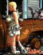 Cute short hair blonde gets rammed in cunt by horned four legged creature