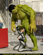 Angry Hulk cools off when blonde superhero sucks his big green dick