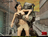 Super Girl sees alien predator fucking black hair girl and joins the fun