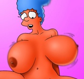 Marge Simpson playing sex toys while boy toys explore gay sex on Simpsons