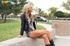 stunning blonde goes outdoor