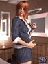 Bodacious 3d redhead taking off her office suit to pose nude on her bed