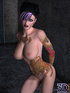 Nasty toon girls with colorful tattoos and purple hair posing naked