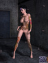 Nasty toon girls with colorful tattoos and purple hair posing naked