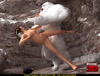 Huge white 3D yeti licking sweet girl's ass before entering it