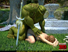 Horny green orc drilling badly cute ginger elf girl in white boots