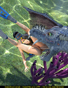 Seductive ponytailed diver girl fully equipped getting fucked by a blue