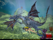 Seductive ponytailed diver girl fully equipped getting fucked by a blue marine dragon in the depths of the sea