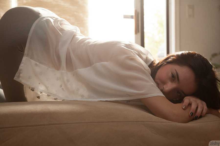 Cute brunette freshie posing on the bed in  - XXX Dessert - Picture 4