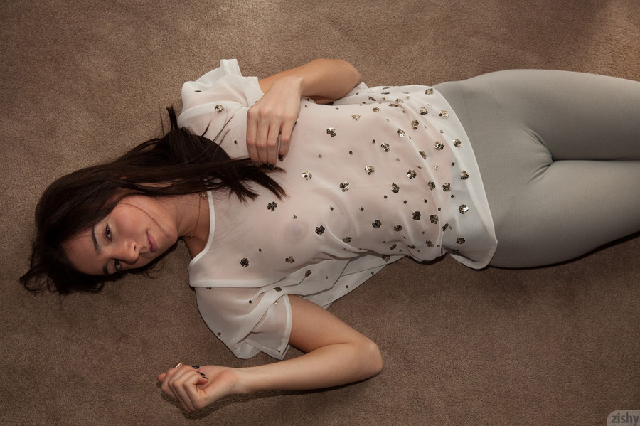 Cute brunette freshie posing on the bed in  - XXX Dessert - Picture 6