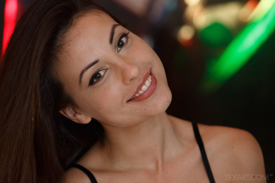 Brunette in neon lit room masturbates with  - XXX Dessert - Picture 3